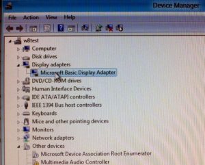 Device Manager - Display Adapters - Microsoft Basic Display Adapter