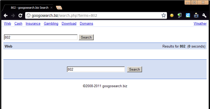 一昔前のgoogleに似せた悪質なウェブサイトの画面