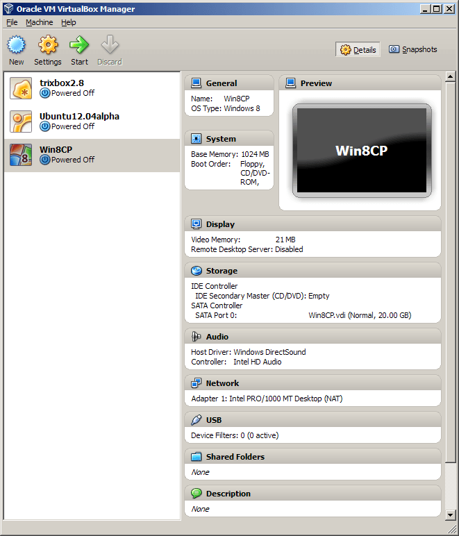 Windows 8 Consumer Preview Virtual Box - 10