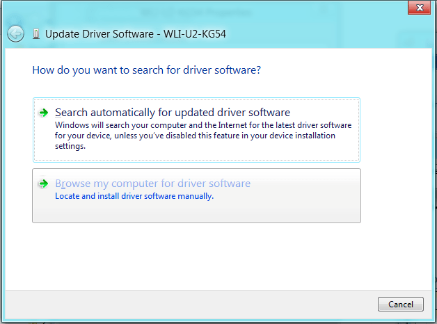 Browse my computer for driver softwareをクリック。