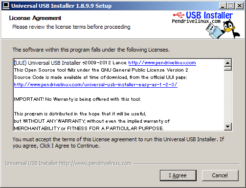 Universal USB Installer 1.8.9.9 Installation Dialog